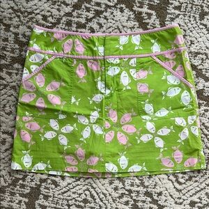 Lilly Pulitzer Green and White Mini Skirt Resort Wear